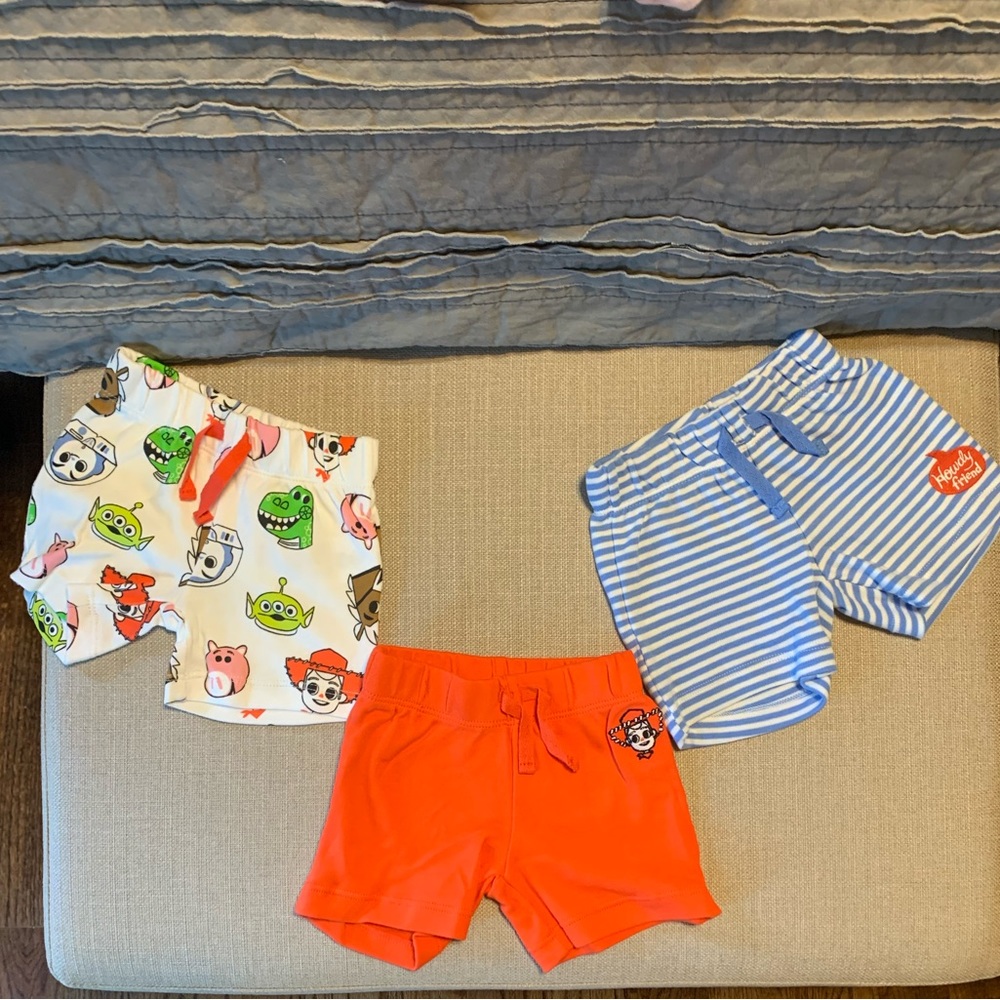 🤠NWOT Pixar 3-Month Baby Cotton Shorts with Drawstring Waists